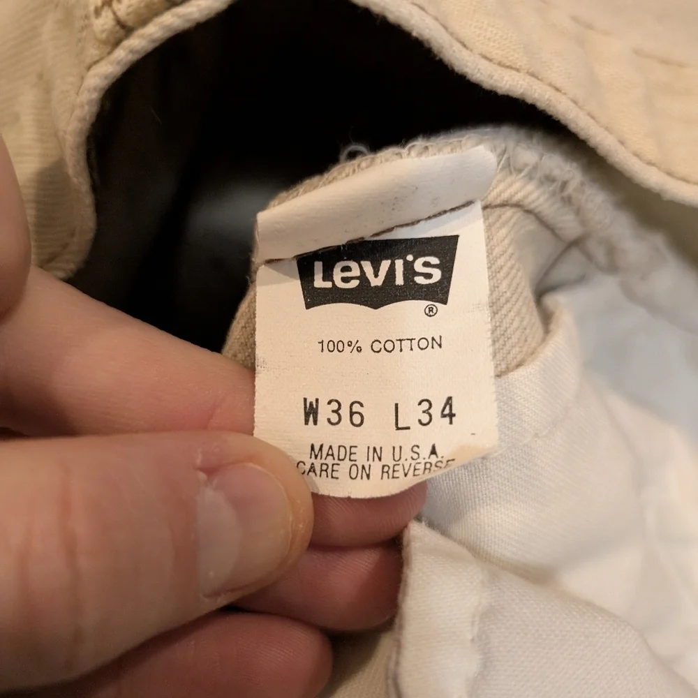 VTG 90s Levis Khaki 501 Jeans USA Made Mens 36x34 (34x33.5) Faded